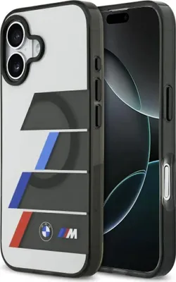 Image de Housse BMW M IML Metal Buttons Tricolor Lines MagSafe pour iPhone 17 Anthracite