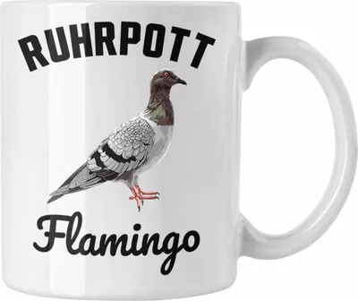 Produktbild von Trendation - Taubenzüchter Geschenk Zaubenzucht Zubehör Tauben Tasse Lustiger Spruch Taubenflüsterer Becher Ruhrpott Flamingo (Weiß)