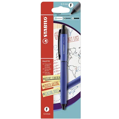 Obrázek produktu pro Roller s kuličkovým mechanismem - STABILO PALETTE v modré barvě - šířka čáry F (0,4 mm) - jedno pero - barva psaní modrá