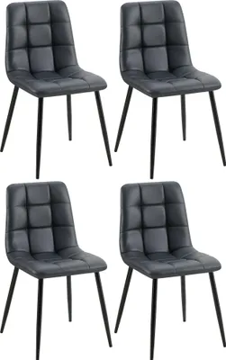 Produktbild von 4er Set Esszimmerstuhl FANOR - Kunstleder Schwarz 45x55x84 cm | Essstühle Esszimmerstühle Küchenstühle Wohnzimmerstühle