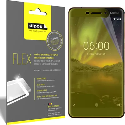 Produktbild von 3x Nokia 6.1 2018 Schutzfolie Folie, 100% Displayabdeckung, dipos Flex