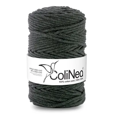 Immagine prodotto di Cordoncino in cotone intrecciato 5mm 100m antracite ColiNea intrecciato con anima in cotone