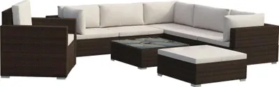 Obrázek produktu pro vidaXL 8dílná zahradní lounge souprava s polštáři Poly ratan hnědá