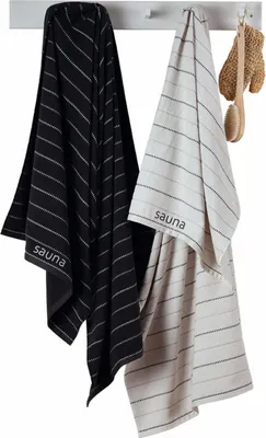 Produktbild von Dormabell Saunatuch Strandtuch Liegetuch Duschtuch 85x200 Streifen schwarz