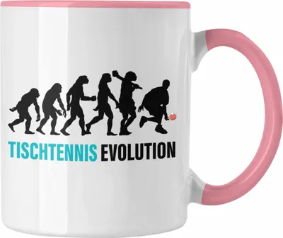 Produktbild von Trendation - Tischtennis Evolution Tasse Geschenk Tischtennisspieler Geschenkidee Lustig für Männer Tischtennis Zubehör (Rosa)