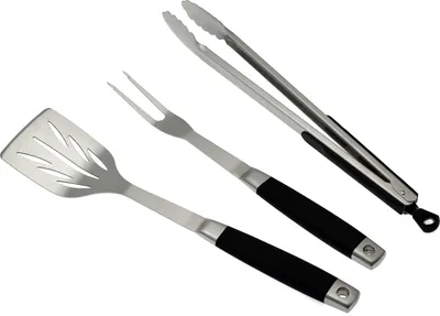 Produktbild von Dehner BBQ Grillbesteck, 3-teiliges Set, Edelstahl/Kunststoff, silber/schwarz