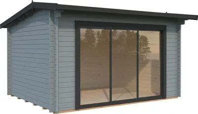 Produktbild von Gartenhaus Palmako Ines 11,1 m² Slide inkl. Fußboden 434 x 379 cm hellgrau-anthrazit