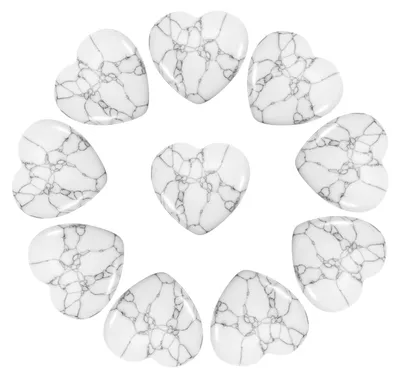 10 Herz-Kristallsteine, poliert, 20 mm, weißgrau, für Meditation & Deko