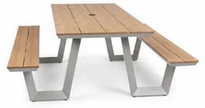 Produktbild von Picknicktisch Coffee Bay | Champagner | Aluminium & Tecon Teak