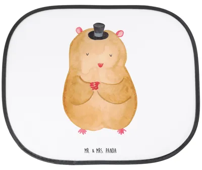 Produktbild von Mr. & Mrs. Panda Sonnenschutz für Autoscheiben Hamster Hut - Weiß - Geschenk, Sonnenblende Auto, Magier, Zauberer, Zylinder, Zwerghamster, saugnapf, pkw, Seitlicher