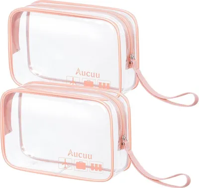 Produktbild von Aucuu Kulturtasche Transparent 2 Stück PVC-Reise-Waschtasche TSA-zugelassene Make-up-Taschen