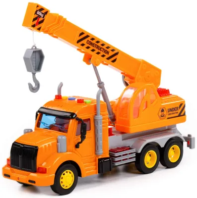 Produktbild von Kranwagen LKW Kinder Spielzeug PROFI orange Schwungrad Fahrzeug mit Licht Sound