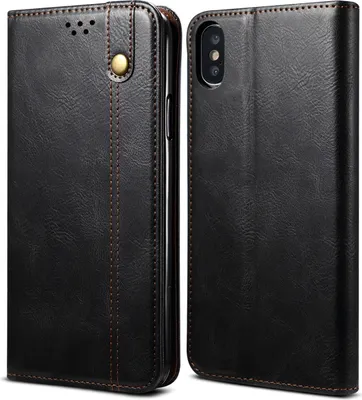 Produktbild von iPhone XS Max Hülle, LaimTop Leder Flip Brieftasche Schutzhülle für iPhone XS Max Schwarz