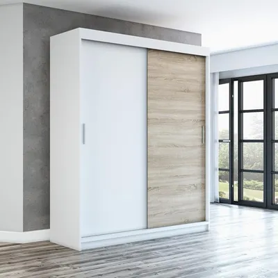 Produktbild von Schwebetürenschrank, 2-türig Schrank! Moderne Garderobe für Kleidung. Verschiedene Farben (Weiß, Schwarz, Somona) Kleiderschrank PAX 180 cm