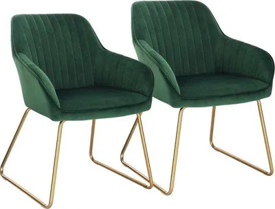 Immagine prodotto di Sedie in velluto verde con gambe dorate per la sala da pranzo