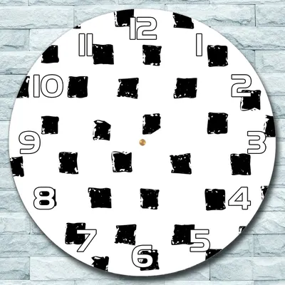 Produktbild von Wanduhr aus Glas Rund fi 30 Grafik-Quadrate Quarz Deko Schlafzimmer Büro