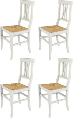 Image de t m c s Tommychairs - Set de 4 chaises ARTEMISIA pour la cuisine et la salle à manger, structure robuste en bois de hêtre laqué style shabby chic, traitement artisanal à l'ancienne et assise en paille