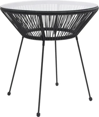 Zdjęcie produktu dla The Living Store Stół ogrodowy czarny Ø70x74 cm rattan i szkło