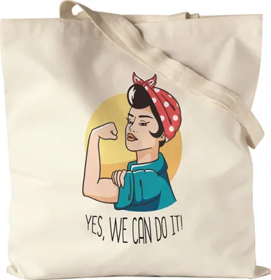Produktbild von Yes, We Can Do It Jutebeutel Stoffbeutel Canvas Spruch Geschenk für Superheldinnen Women Power Frauentag Feminismus