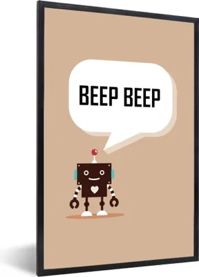 Produktbild von MuchoWow® MuchoWow® Gerahmtes Poster Sprichwörter - Zitate - Piep piep - Roboter - Herz - Kinder - Jungen 40x60 cm - Poster mit zchwarzem Bilderrahmen - Papierdruck - Wandbilder