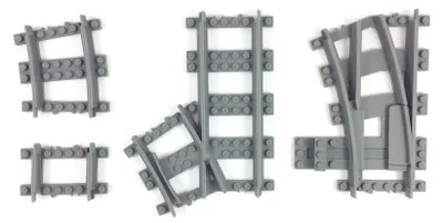 Productafbeelding van Trixbrix Wissel links R40, modulair – rails voor LEGO® City trein, accessoires compatibel met klemblokjes
