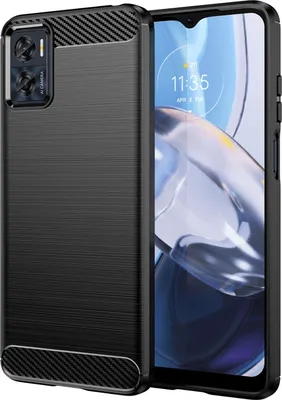 Obrázok produktu pre Kryt Carbon Case kompatibilný s Motorola Moto E22 flexibilný silikónový karbónový kryt čierny