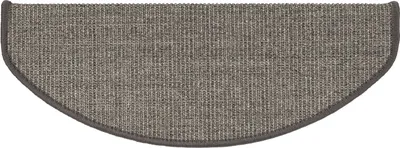 A single, semi-circular stair mat with a textured surface and a dark border.