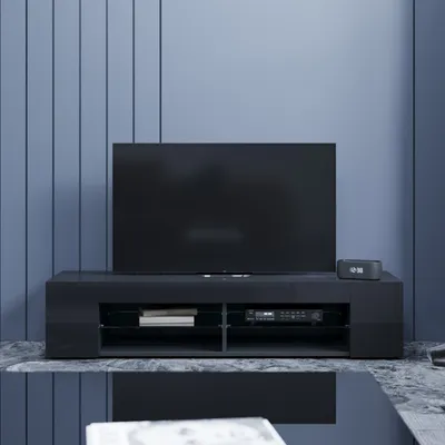 Produktbild von SONNI TV-Schrank Schwarz Hochglanz 135x39x30cm mit verstellbarem LED-Lichtband