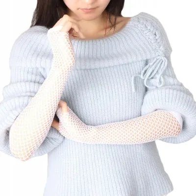 Immagine prodotto di Guanti - Guanti in rete - Guanti senza dita - in rete - lunghi - fino al gomito - bianchi