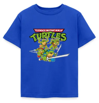 Produktbild von Spreadshirt Teenage Mutant Ninja Turtles Logo Kinder T-Shirt, 110/116 (5-6 Jahre), Royalblau