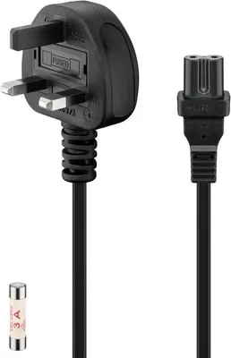 Image de Goobay 45785 UK - Cordon d'alimentation, 1,5 m, noir, 1,5 m - Fiche britannique à 3 broches (type G, BS 1363) > Prise C7