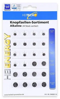 Obrázek produktu pro Alkalické lithiové knoflíkové baterie Heitech 24 kusů Dlouhá životnost