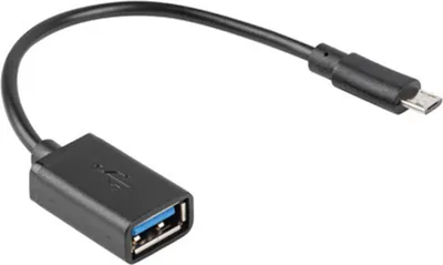 Image de Câble USB 2.0 Lanberg micro USB(M) - USB-A(F) 0.15m OTG noir