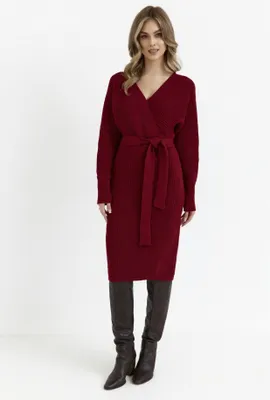 Imagen del producto de Made of Emotion. Vestido de punto para mujer, modelo Aaldraz M810, color burdeos. Talla única