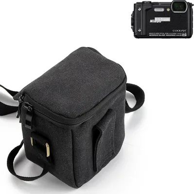 Produktbild von K-S-Trade Umhängetasche kompatibel mit Nikon Coolpix W300 Schulter Tasche Tragetasche Kameratasche Fototasche schwarz Schutzhülle Zubehörtasche