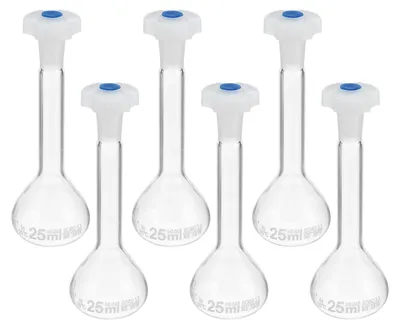 Volumetrische Flasche 25 ml, 6 St., Borosilikatglas, transparent