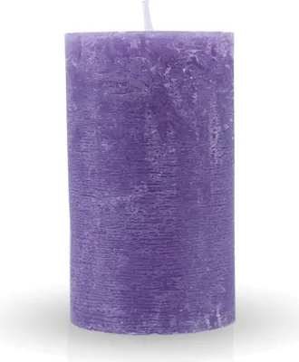 Produktbild von Rustikale Stumpenkerze "Lila" Ø7cm x 12cm - vers. Farben / Größen - lang Brenndauer Antik Kerze, Duftfreie Altarkerze - Dekokerze