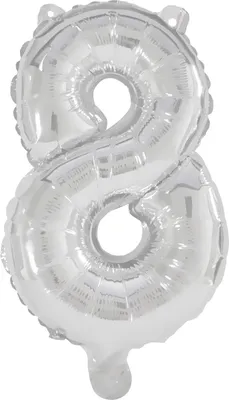 Produktbild von Nummer Riesen Zahl 8 Silber Folienballon 85 cm