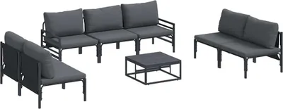 Immagine prodotto di vidaXL Set di divani da giardino con cuscini 8 pezzi in acciaio nero