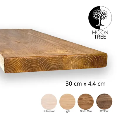 Immagine prodotto di MoonTree | Mensola da parete rustica in legno Tones, 30x4,4x130cm, rovere scuro | Mensola da appendere, mensola da parete in legno per il soggiorno