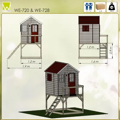 Zdjęcie produktu dla Wendi Toys Drewniany domek na palach Bocian Nature 160x190x242 cm