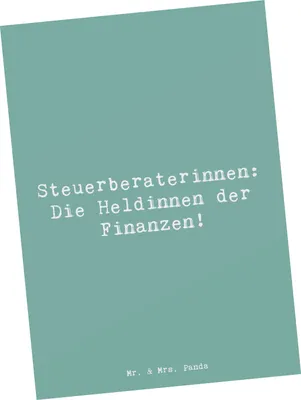 Produktbild von Mr. & Mrs. Panda Postkarte Spruch Steuerberaterin Heldin - Meeresbrise - Geschenk, Einzigartig, Ansichtskarten, Grußkarte, Ansichtskarte, Handgefertigt, Fotokarte, Beruf