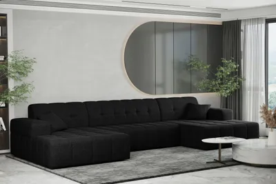 Zdjęcie produktu dla Sofa w kształcie U NIMES narożnik tkanina Verita czarny