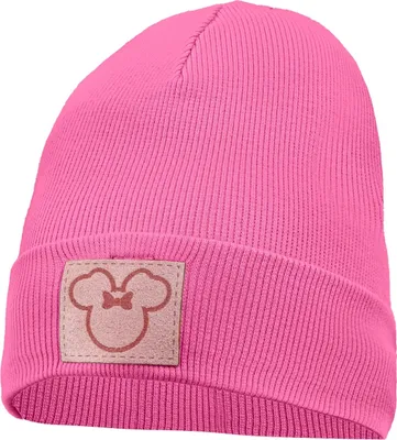 Produktbild von Kinder Beanie Strickmütze Mit Breiter Krempe Feinstrick Mütze Doppelt Gestrickt 42-44 Dunkelrosa