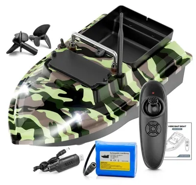 Obrázok produktu pre Loď na privážanie nástrahy iUni V050, 500 metrov, 2 kg, 5200 mAh, diaľkové ovládanie 2,4 GHz, farba: armádna