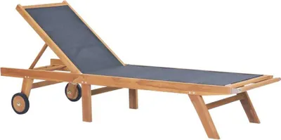 Produktbild von vidaXL Sonnenliegen Klappbar mit Rollen 2 Stk. Teakholz Textilene