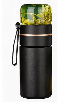 Produktbild von Isolierbecher mit Siebeinsatz, Tragbare Tee Infuser Tasse aus Borosilikatglas für Reisen und Zuhause