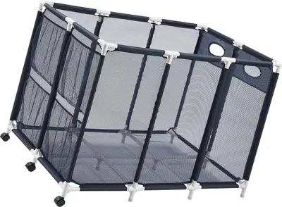 Obrázok produktu pre SucceBuy úložný box na bazénové potreby 120 x 77 x 86,5 cm, úložný box s kolieskami, sieťový organizér s pevným plastovým rámom a bočnými vreckami, úložný kôš na bazénové nudle a plavecké potreby