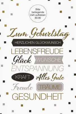 Produktbild von GEBURTSTAG ZAHLENSTICKER 80 bis 90 - Glückwunschkarte im Format
