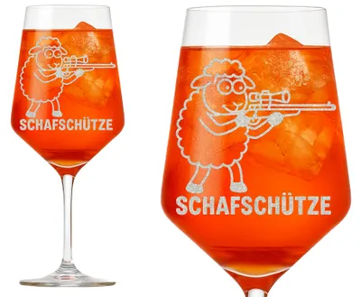 Produktbild von Weinglas Gravur Puppa Schafschütze 350ml spülmaschinenfest für gesellige Abende